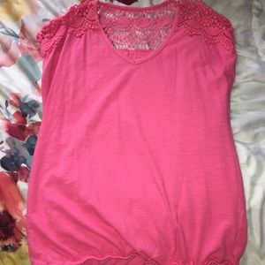 Pink blouse with shoulder detailing